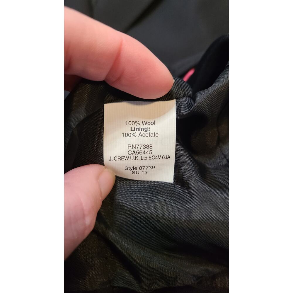 J. Crew Suiting 2 Button Wool Blazer Womens 0 Black Lined Career Office Jacket - Picture 4 of 8